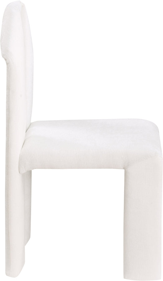 Bennett Chenille Fabric Upholstered Dining Chair in Cream, Set of 2 - 998Cream-C