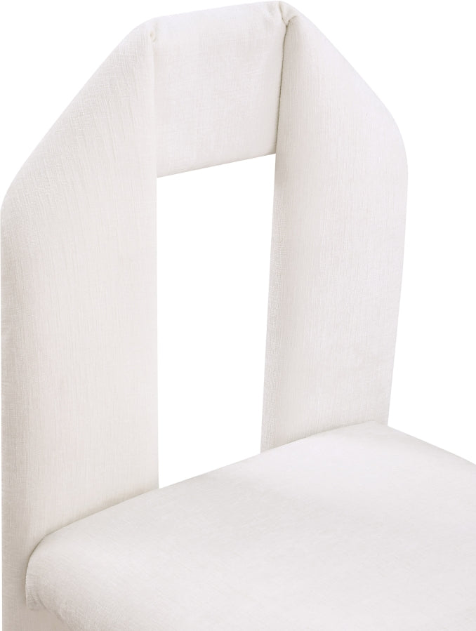 Bennett Chenille Fabric Upholstered Dining Chair in Cream, Set of 2 - 998Cream-C