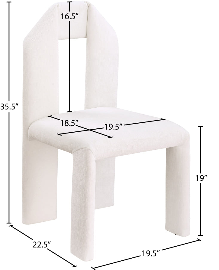 Bennett Chenille Fabric Upholstered Dining Chair in Cream, Set of 2 - 998Cream-C