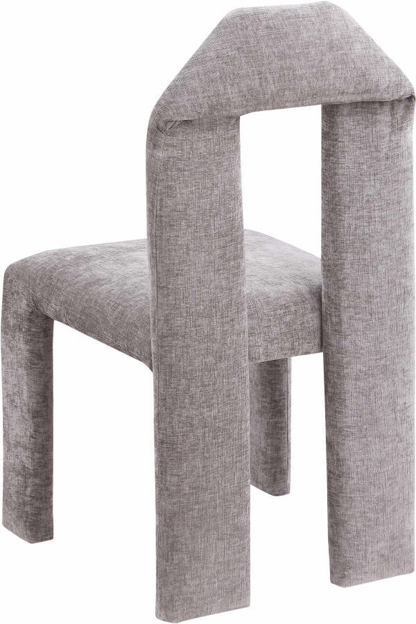 Bennett Chenille Fabric Upholstered Dining Chair in Grey, Set of 2 - 998Grey-C