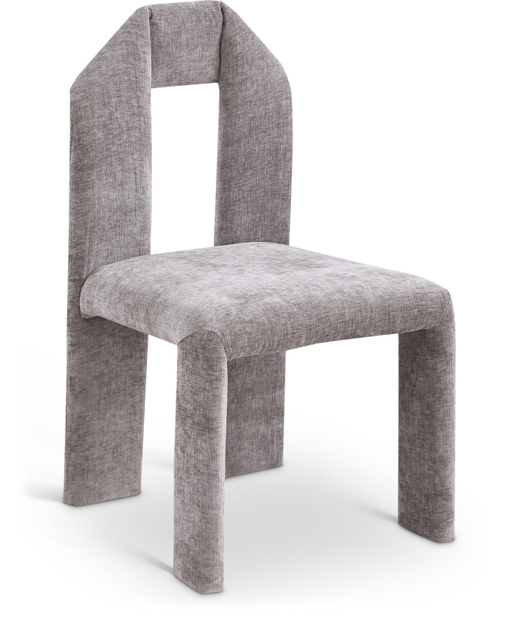 Bennett Chenille Fabric Upholstered Dining Chair in Grey, Set of 2 - 998Grey-C