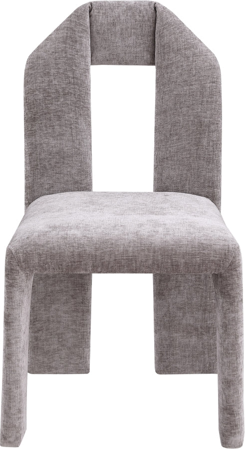Bennett Chenille Fabric Upholstered Dining Chair in Grey, Set of 2 - 998Grey-C