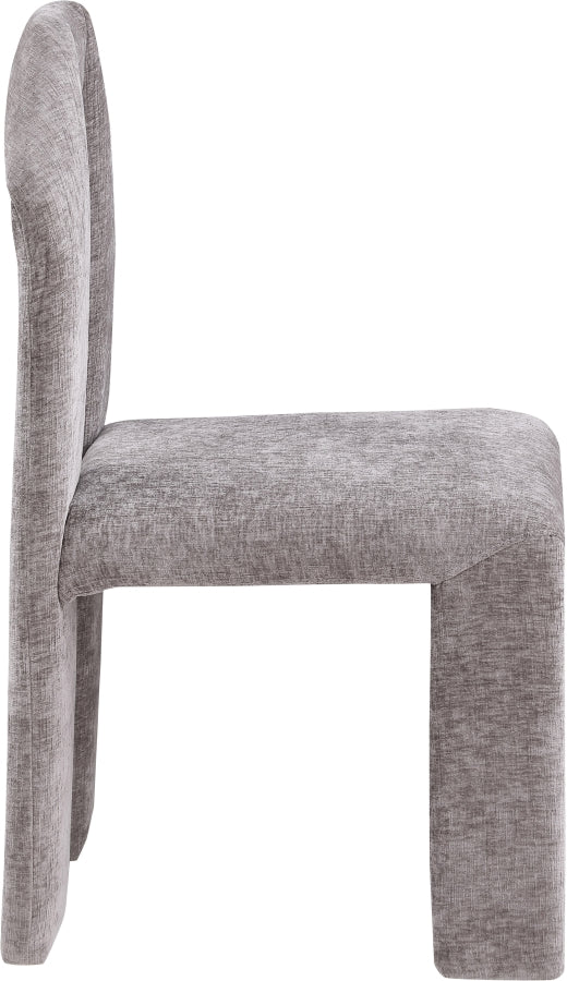 Bennett Chenille Fabric Upholstered Dining Chair in Grey, Set of 2 - 998Grey-C