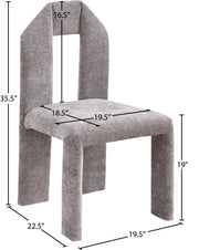 Bennett Chenille Fabric Upholstered Dining Chair in Grey, Set of 2 - 998Grey-C