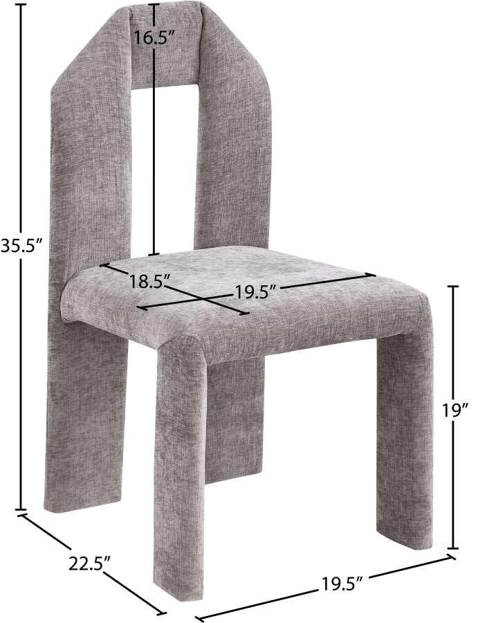 Bennett Chenille Fabric Upholstered Dining Chair in Grey, Set of 2 - 998Grey-C