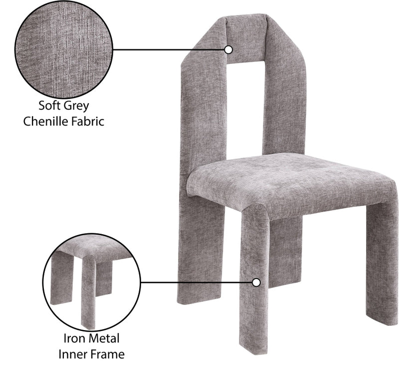 Bennett Chenille Fabric Upholstered Dining Chair in Grey, Set of 2 - 998Grey-C
