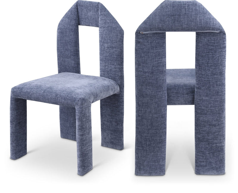 Bennett Chenille Fabric Upholstered Dining Chair in Light Blue, Set of 2 - 998LtBlu-C