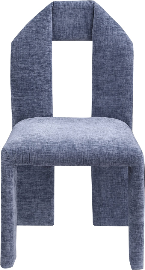 Bennett Chenille Fabric Upholstered Dining Chair in Light Blue, Set of 2 - 998LtBlu-C