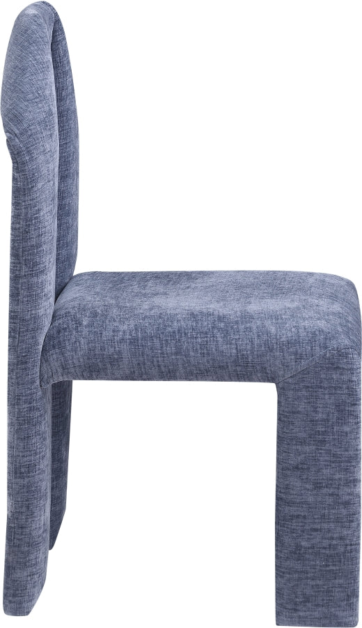 Bennett Chenille Fabric Upholstered Dining Chair in Light Blue, Set of 2 - 998LtBlu-C