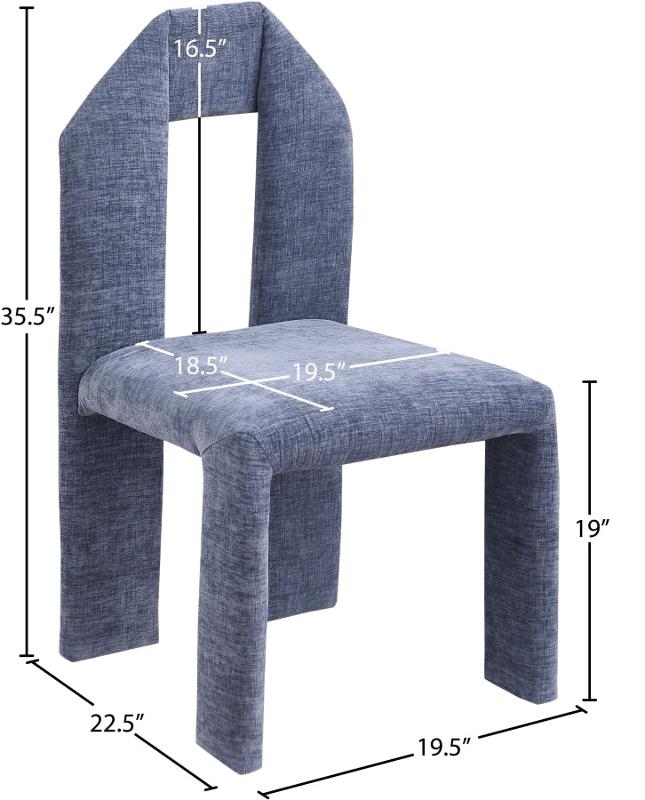 Bennett Chenille Fabric Upholstered Dining Chair in Light Blue, Set of 2 - 998LtBlu-C