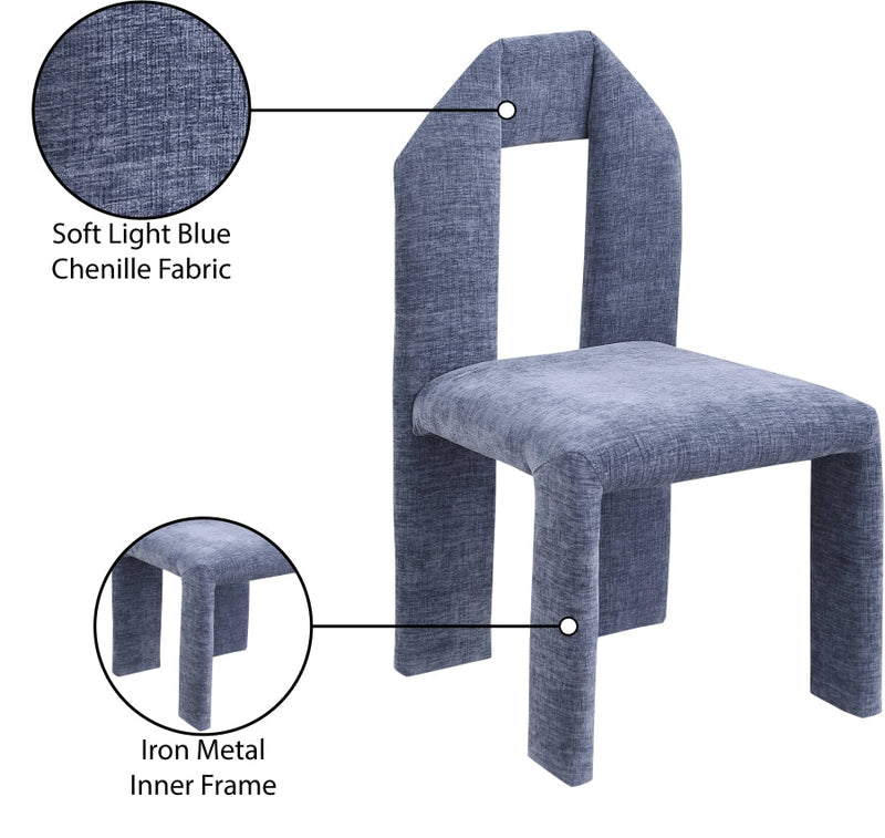 Bennett Chenille Fabric Upholstered Dining Chair in Light Blue, Set of 2 - 998LtBlu-C
