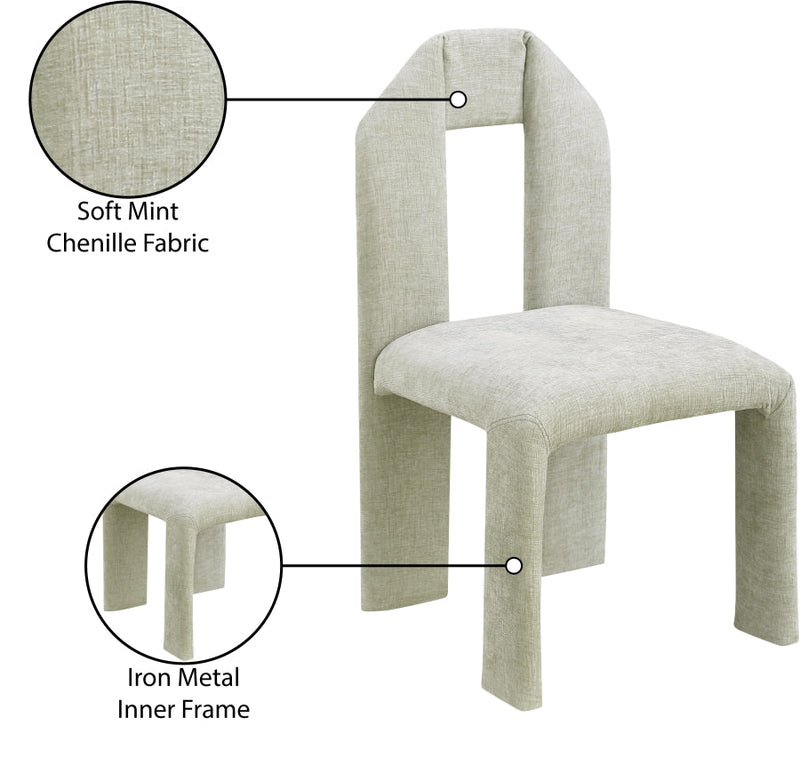 Bennett Chenille Fabric Upholstered Dining Chair in Mint, Set of 2 - 998Mint-C
