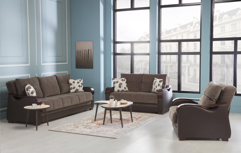 Bennett Love Seat (Armoni Brown)/W Brown Vynil - Gate FurnitureLoveseat
