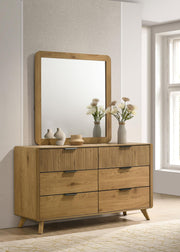 Bennett Mid-Century 2-Piece 6-Drawer Dresser and Mirror Light Oak - 222903M