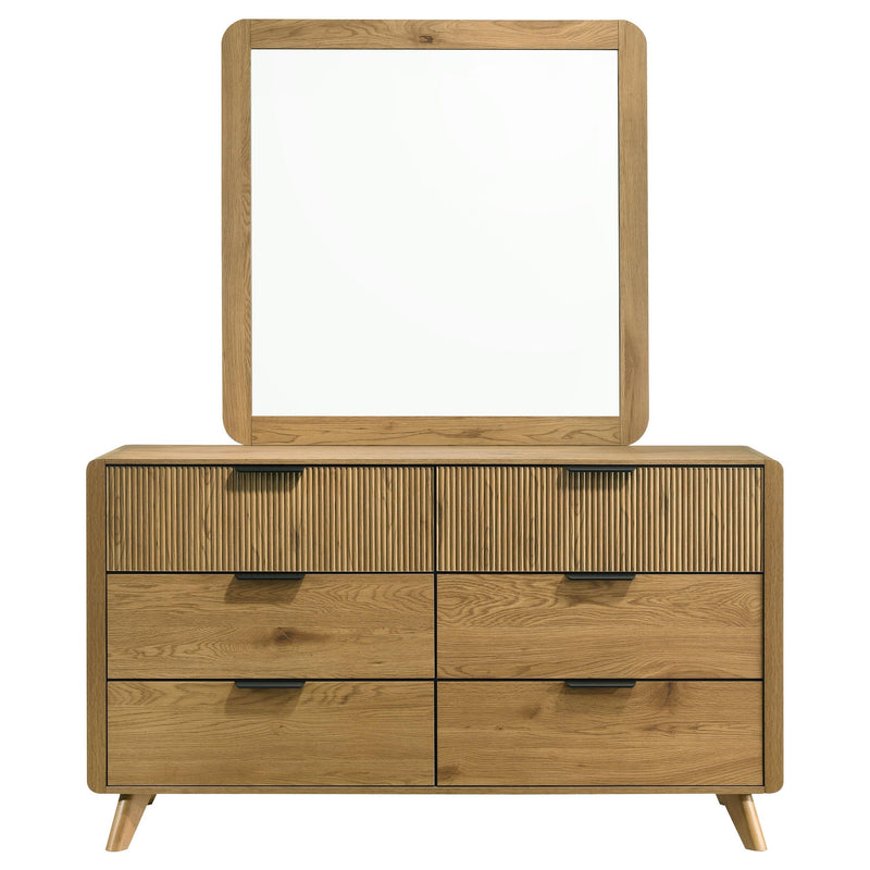 Bennett Mid-Century 2-Piece 6-Drawer Dresser and Mirror Light Oak - 222903M