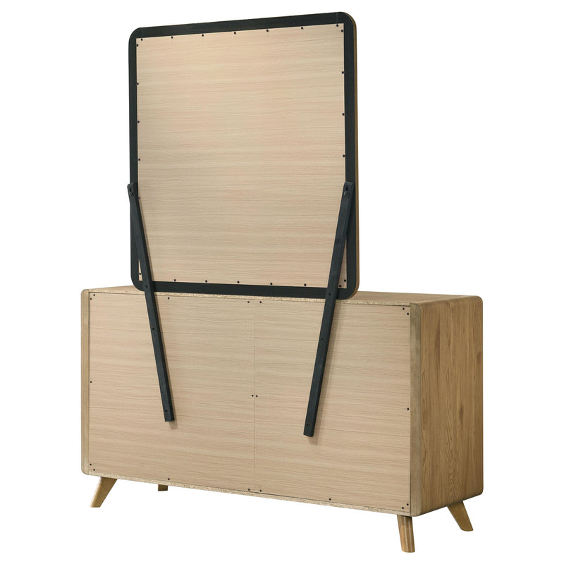 Bennett Mid-Century 2-Piece 6-Drawer Dresser and Mirror Light Oak - 222903M
