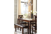 Bennox Brown Dining Table and Chairs with Bench (Set of 6) - Gate FurnitureDining Room Set