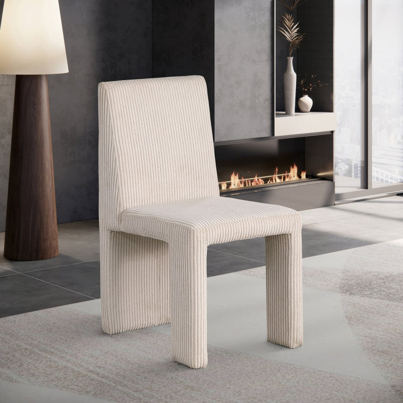 Benson Corduroy Fabric Upholstered Dining Chair in Beige, Set of 2 - 757Beige-C