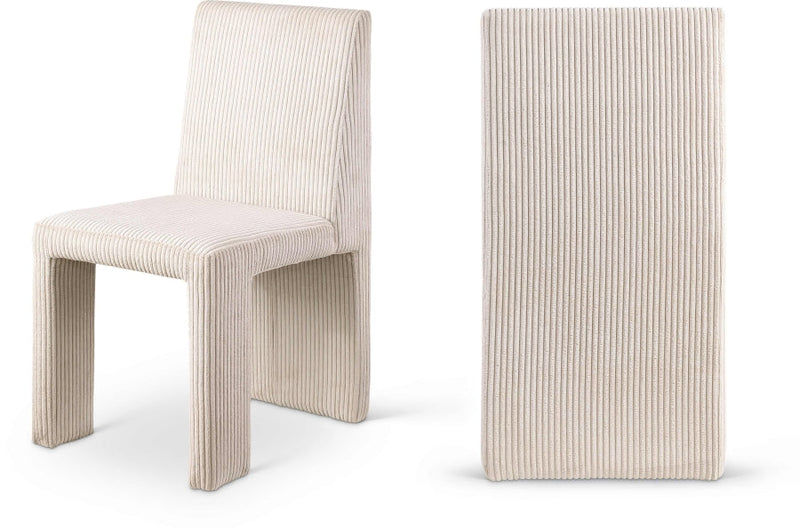 Benson Corduroy Fabric Upholstered Dining Chair in Beige, Set of 2 - 757Beige-C