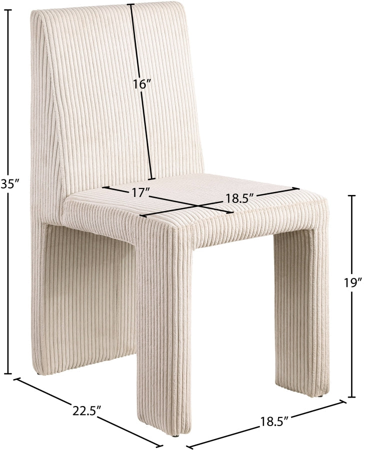 Benson Corduroy Fabric Upholstered Dining Chair in Beige, Set of 2 - 757Beige-C