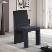 Benson Corduroy Fabric Upholstered Dining Chair in Black, Set of 2 - 757Black-C