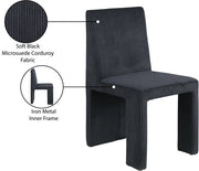 Benson Corduroy Fabric Upholstered Dining Chair in Black, Set of 2 - 757Black-C