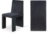 Benson Corduroy Fabric Upholstered Dining Chair in Black, Set of 2 - 757Black-C