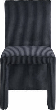 Benson Corduroy Fabric Upholstered Dining Chair in Black, Set of 2 - 757Black-C