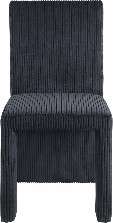 Benson Corduroy Fabric Upholstered Dining Chair in Black, Set of 2 - 757Black-C