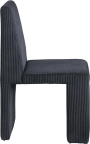 Benson Corduroy Fabric Upholstered Dining Chair in Black, Set of 2 - 757Black-C