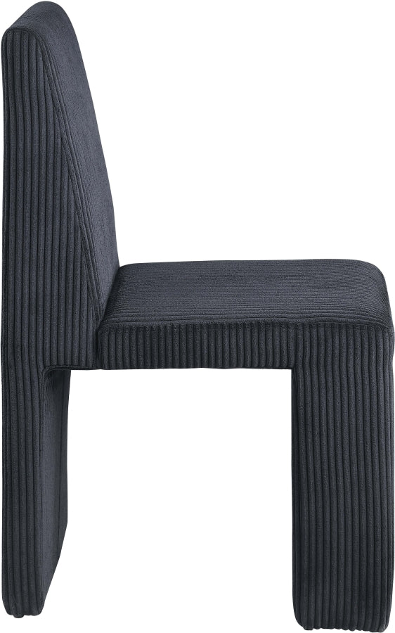 Benson Corduroy Fabric Upholstered Dining Chair in Black, Set of 2 - 757Black-C