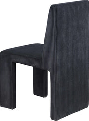 Benson Corduroy Fabric Upholstered Dining Chair in Black, Set of 2 - 757Black-C