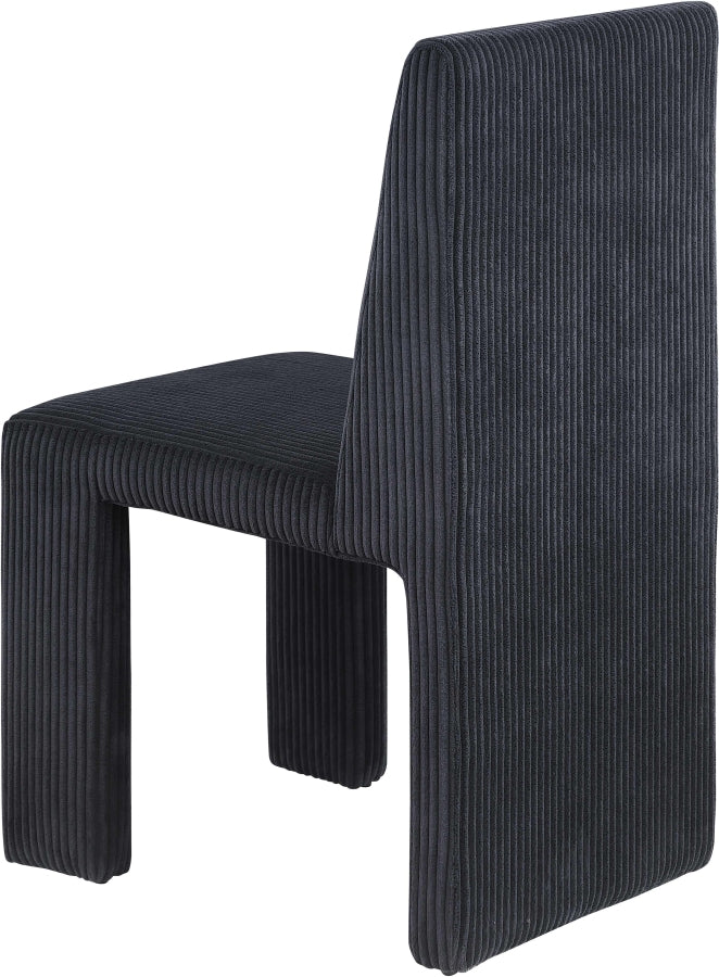 Benson Corduroy Fabric Upholstered Dining Chair in Black, Set of 2 - 757Black-C