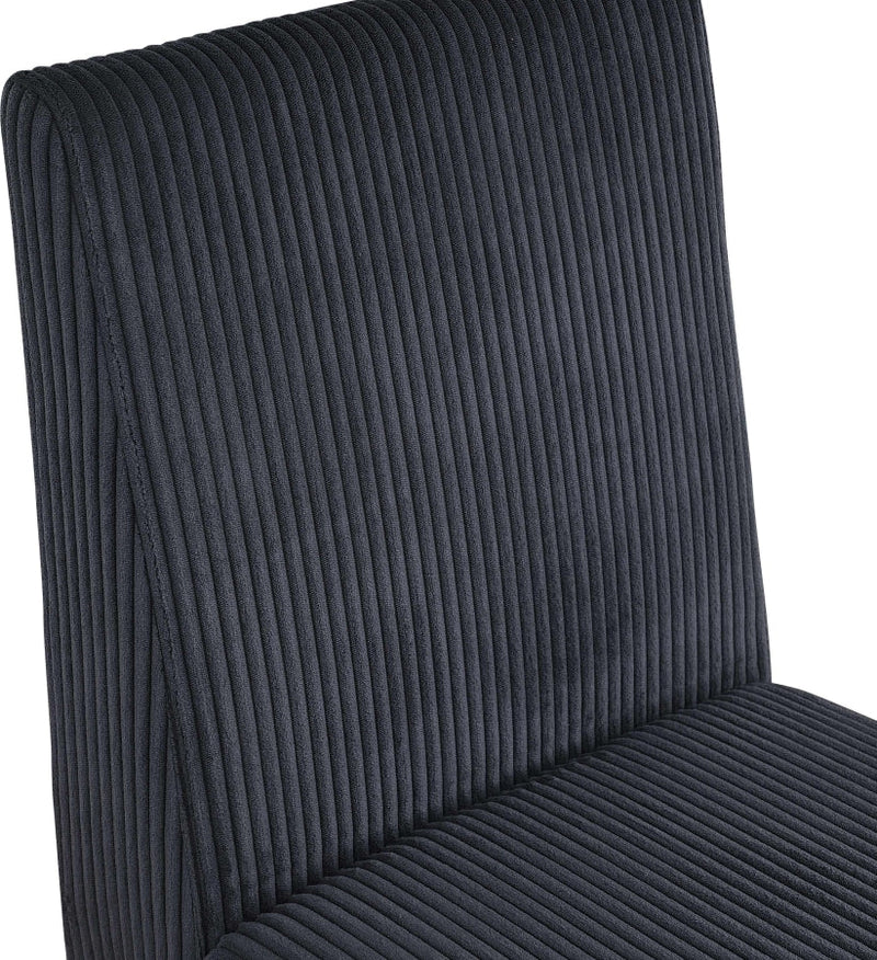 Benson Corduroy Fabric Upholstered Dining Chair in Black, Set of 2 - 757Black-C