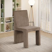 Benson Corduroy Fabric Upholstered Dining Chair in Brown, Set of 2 - 757Brown-C
