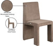 Benson Corduroy Fabric Upholstered Dining Chair in Brown, Set of 2 - 757Brown-C