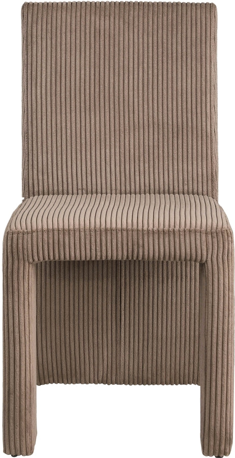 Benson Corduroy Fabric Upholstered Dining Chair in Brown, Set of 2 - 757Brown-C