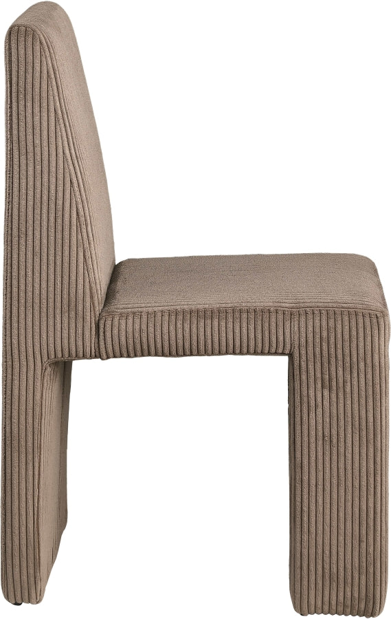 Benson Corduroy Fabric Upholstered Dining Chair in Brown, Set of 2 - 757Brown-C