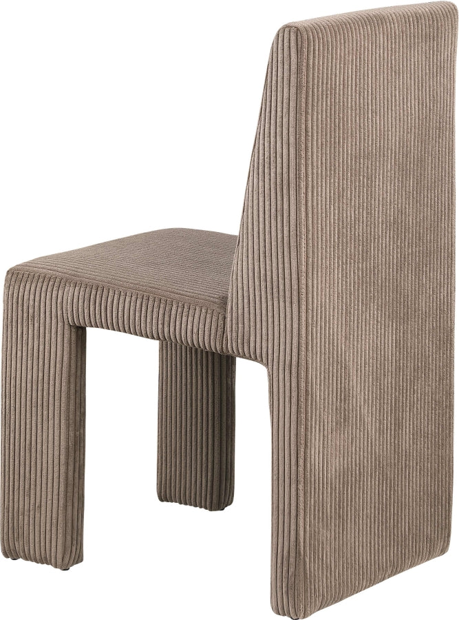 Benson Corduroy Fabric Upholstered Dining Chair in Brown, Set of 2 - 757Brown-C