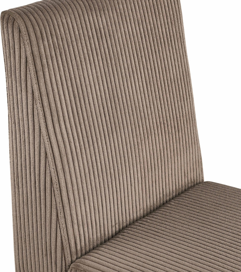 Benson Corduroy Fabric Upholstered Dining Chair in Brown, Set of 2 - 757Brown-C