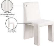 Benson Corduroy Fabric Upholstered Dining Chair in Cream, Set of 2 - 757Cream-C