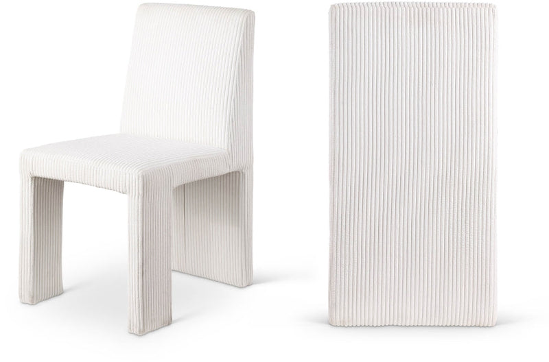 Benson Corduroy Fabric Upholstered Dining Chair in Cream, Set of 2 - 757Cream-C