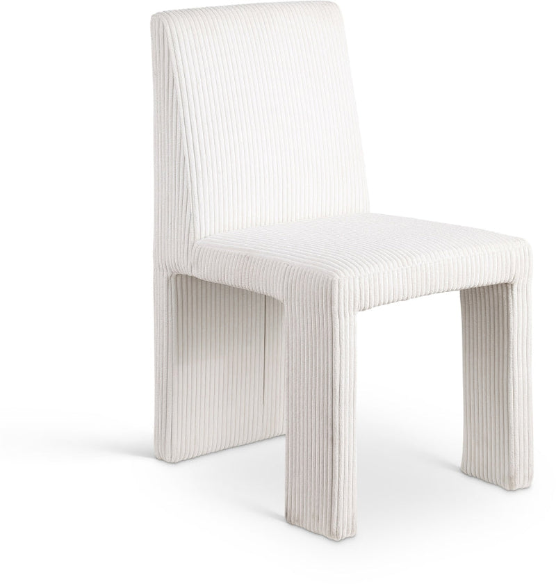 Benson Corduroy Fabric Upholstered Dining Chair in Cream, Set of 2 - 757Cream-C