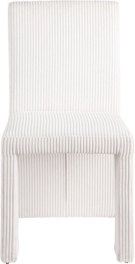 Benson Corduroy Fabric Upholstered Dining Chair in Cream, Set of 2 - 757Cream-C