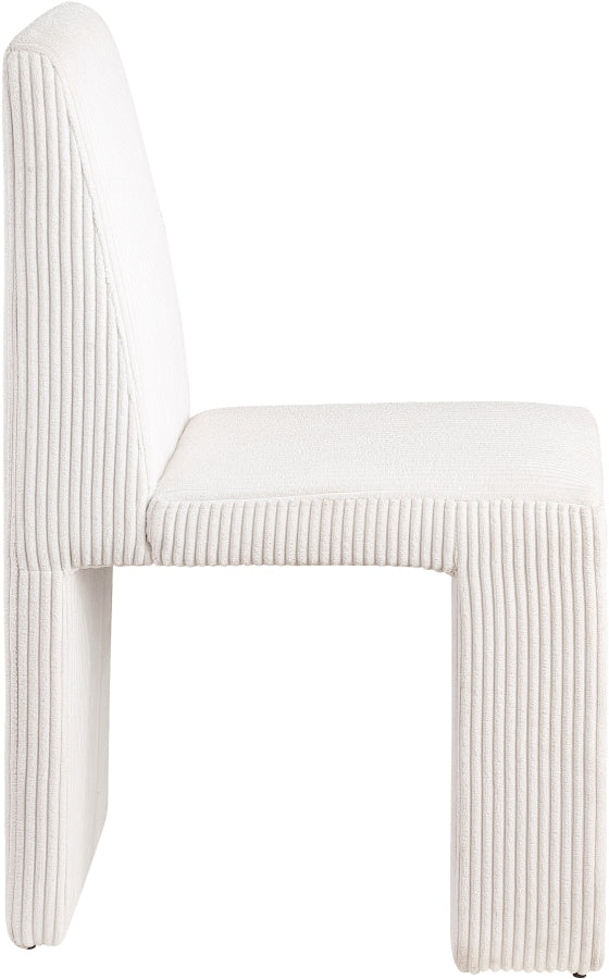Benson Corduroy Fabric Upholstered Dining Chair in Cream, Set of 2 - 757Cream-C