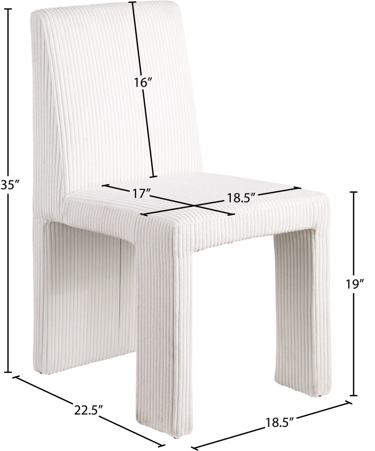 Benson Corduroy Fabric Upholstered Dining Chair in Cream, Set of 2 - 757Cream-C
