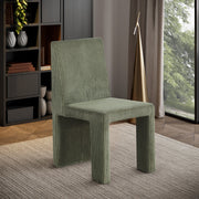 Benson Corduroy Fabric Upholstered Dining Chair in Green, Set of 2 - 757Green-C