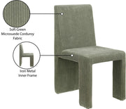 Benson Corduroy Fabric Upholstered Dining Chair in Green, Set of 2 - 757Green-C