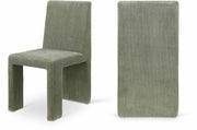 Benson Corduroy Fabric Upholstered Dining Chair in Green, Set of 2 - 757Green-C
