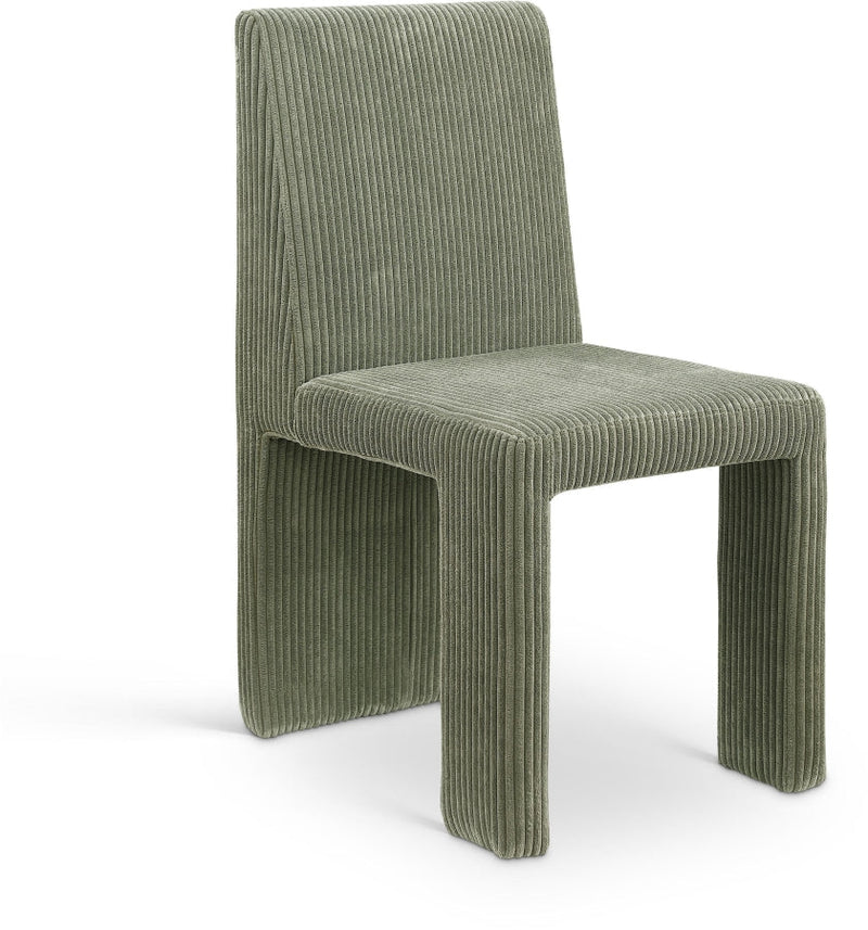 Benson Corduroy Fabric Upholstered Dining Chair in Green, Set of 2 - 757Green-C
